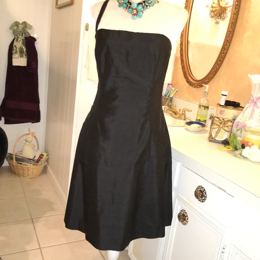 Shoshanna Navy Silk shantung A-line dress staple 4